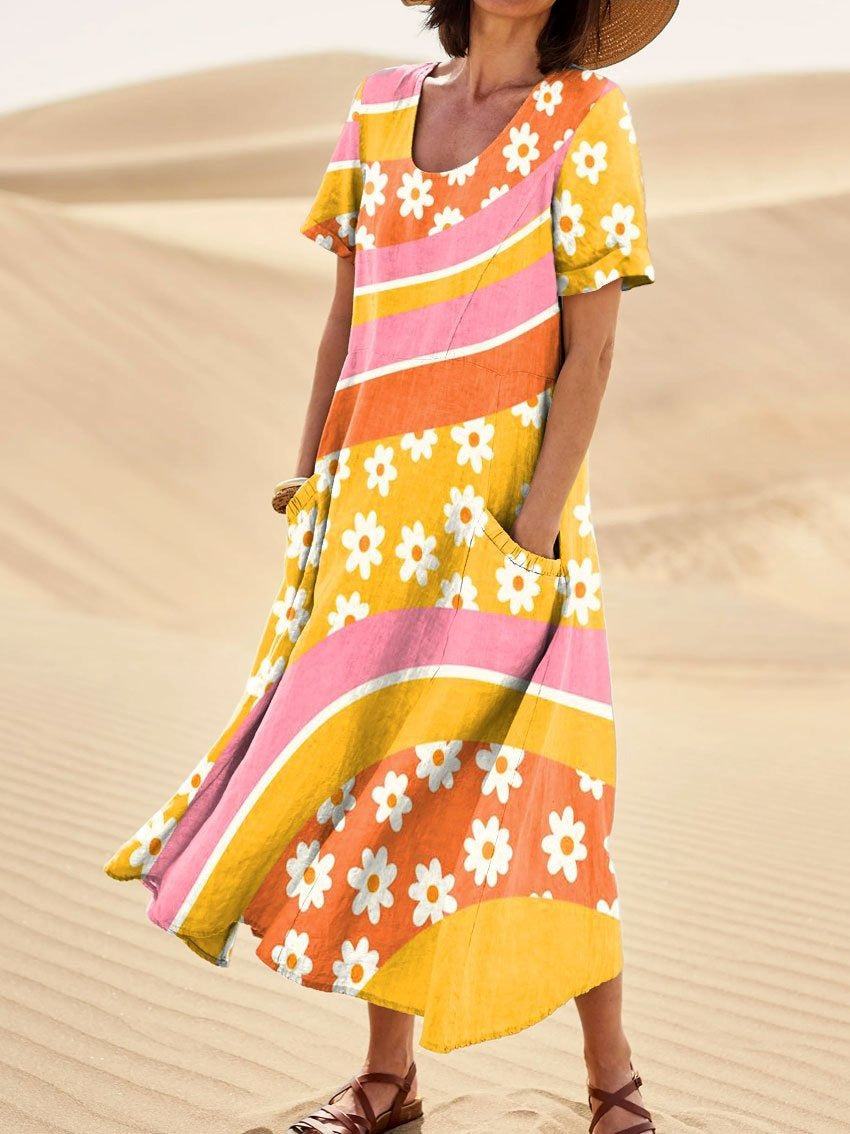 Women's Loose Printed Pocket Dress