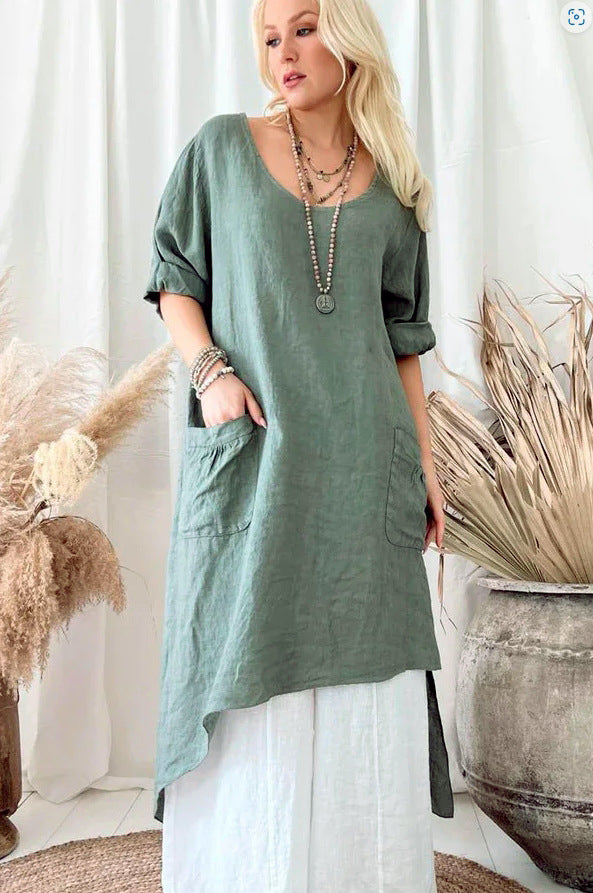 Casual   Irregular Hem Loose Dress