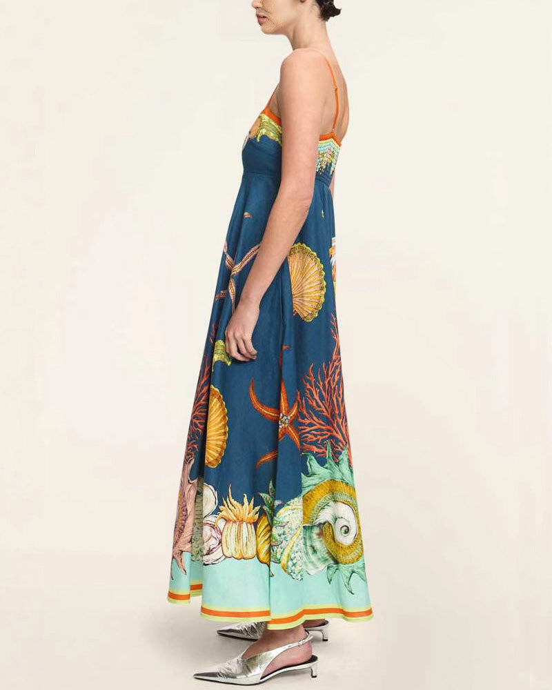 Vacation Graffiti Print Sling Dress