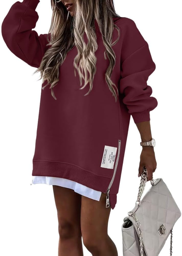 Women's Long Sleeve Zipper Slit Sweatshirt (Buy 2 Free Shipping) 