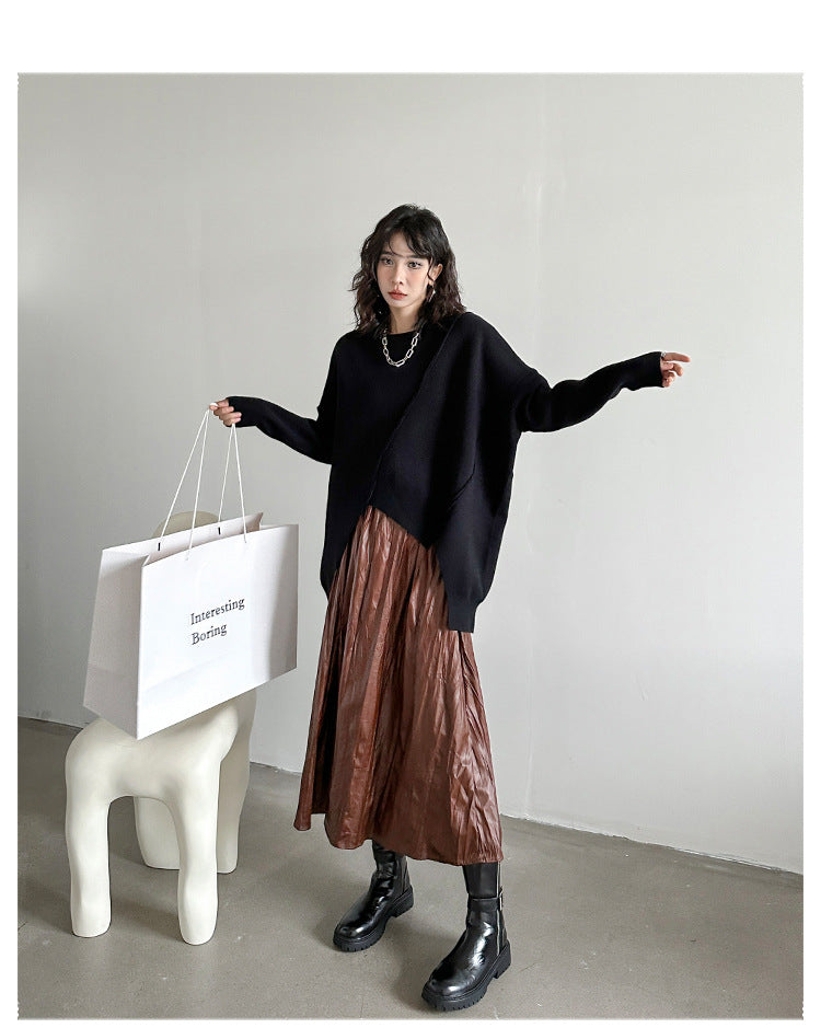 Irregular Knit Long Sleeve Sweater
