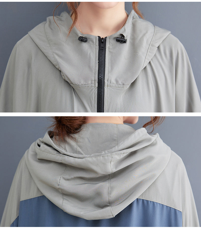 Casual Splicing Hooded Trench Coat