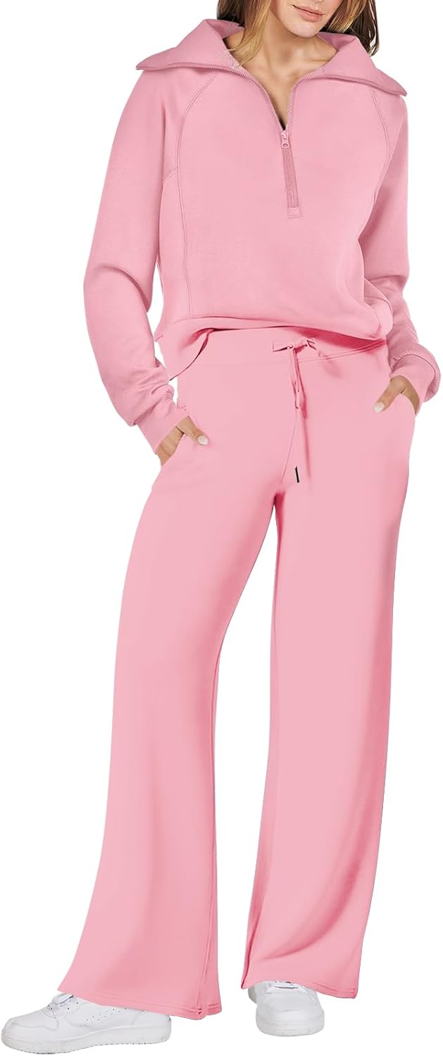 Women 2 Piece Outfits Sweatsuit Oversized Sweatshirt Sweatpants Tracksuit Sweat Lounge Matching Set 2024 Fall Trendy