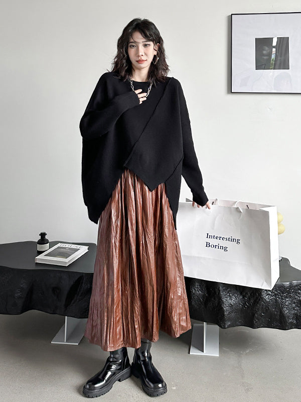 Irregular Knit Long Sleeve Sweater