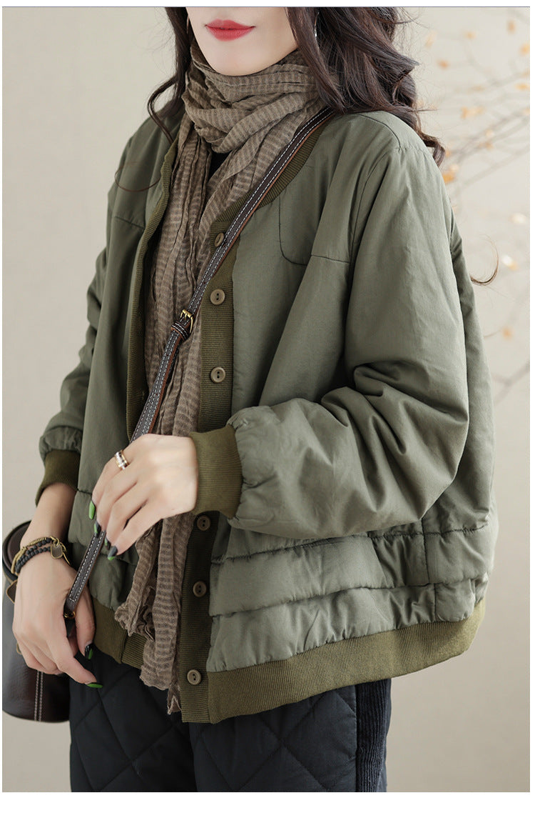 Classic Color Blocking Round Neck Jacket