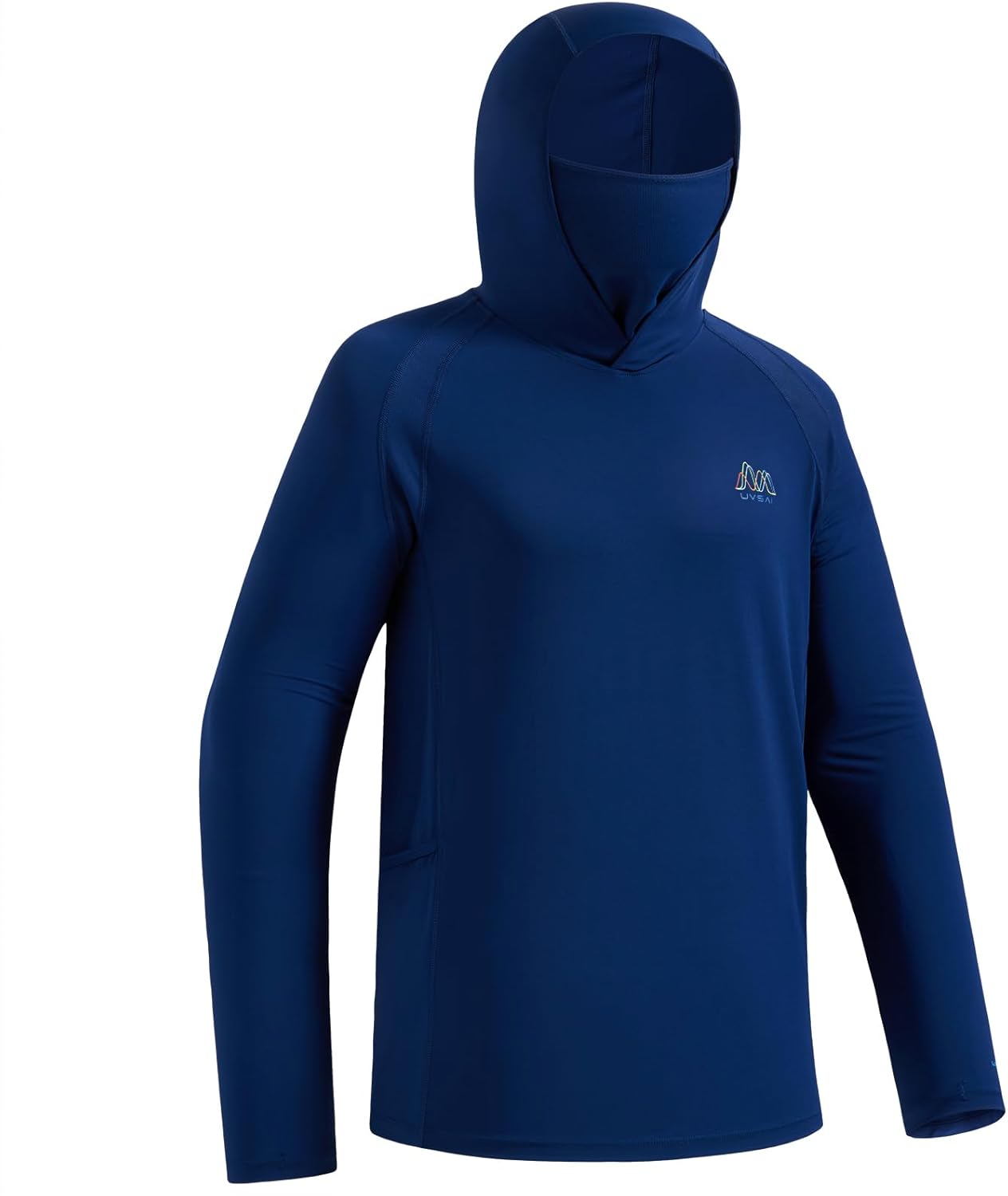 Men's UPF 50+ Hoodie Shirt with Mask Long Sleeve Permanent UV Sun Protection Neck Gaiter Performance T for Outdoor