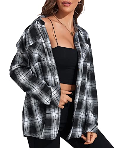 Flannel Shirts for Women Buffalo Plaid Shirts Oversized Long Sleeve