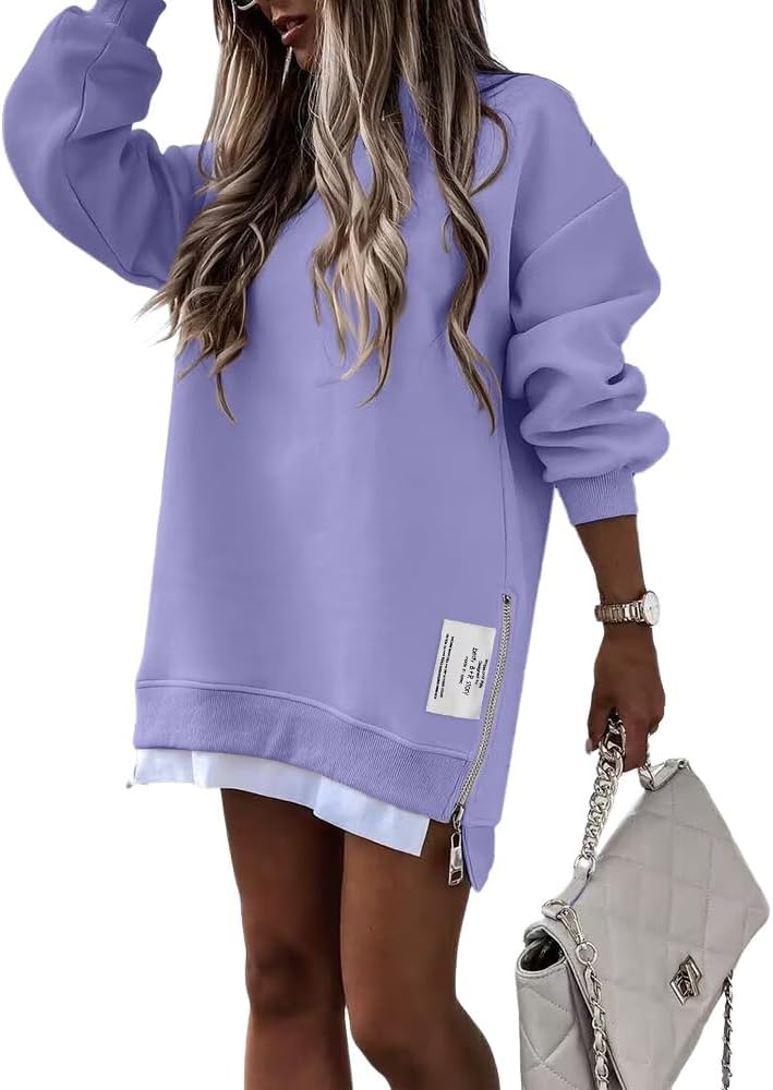 Women's Long Sleeve Zipper Slit Sweatshirt (Buy 2 Free Shipping) 