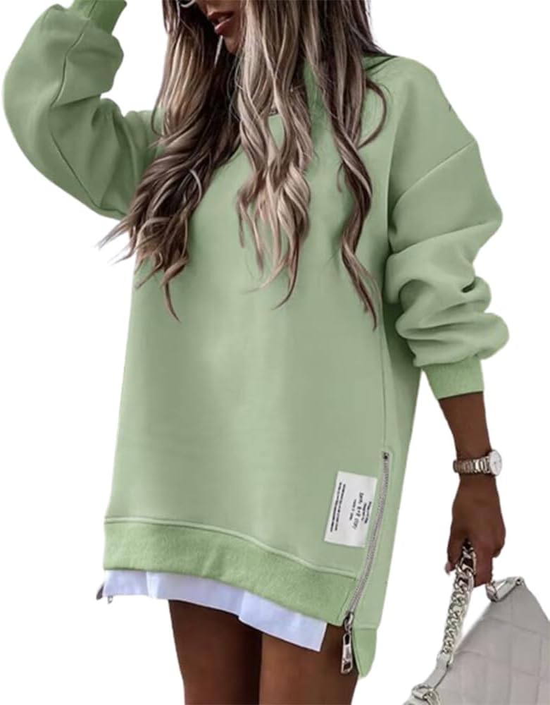 Women's Long Sleeve Zipper Slit Sweatshirt (Buy 2 Free Shipping) 
