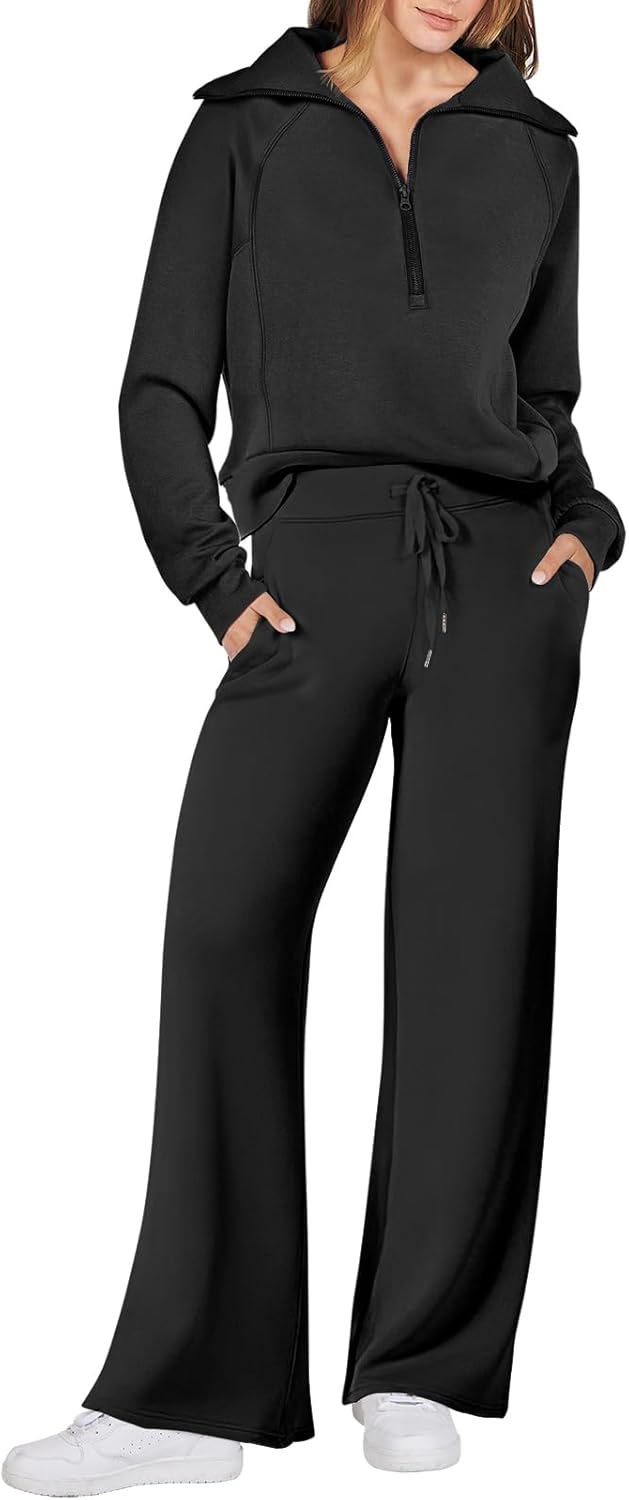 Women 2 Piece Outfits Sweatsuit Oversized Sweatshirt Sweatpants Tracksuit Sweat Lounge Matching Set 2024 Fall Trendy