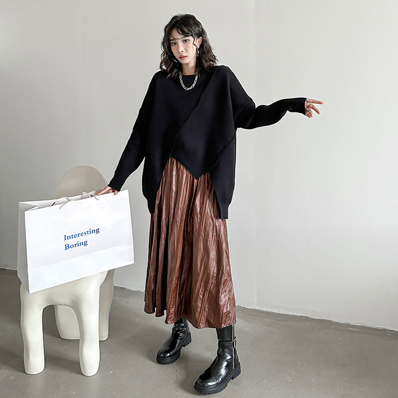 Irregular Knit Long Sleeve Sweater