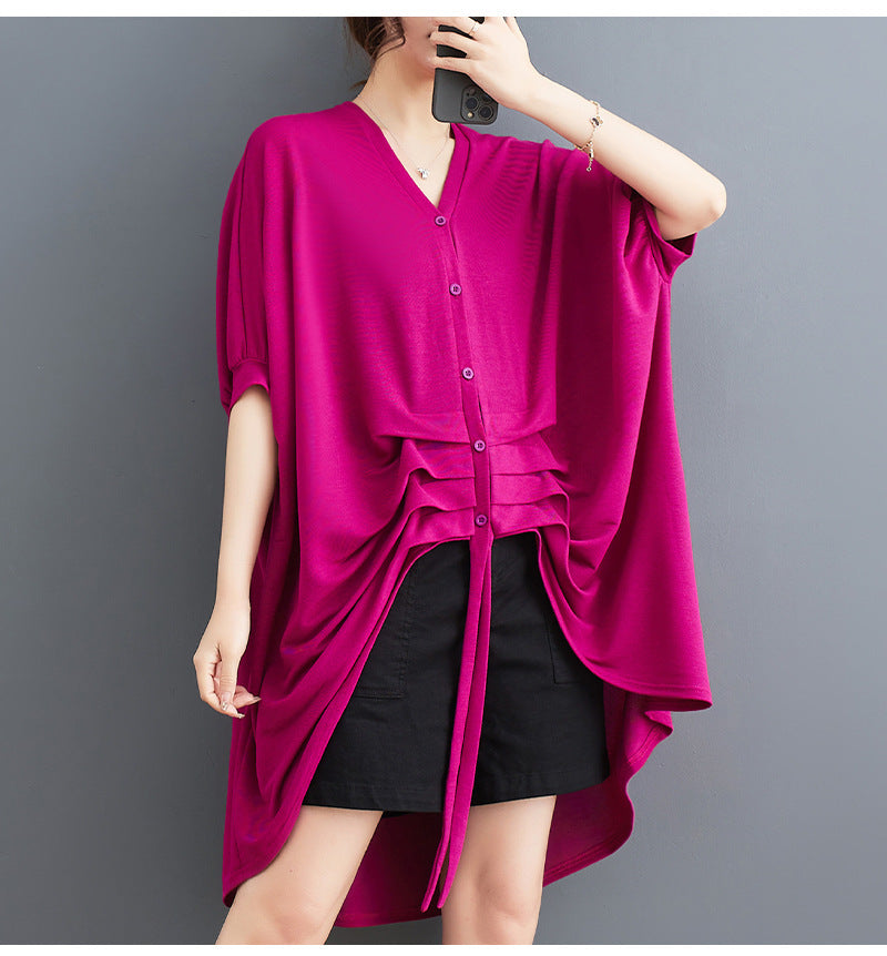 Niche Design Solid Color Mid-sleeve Outerwear
