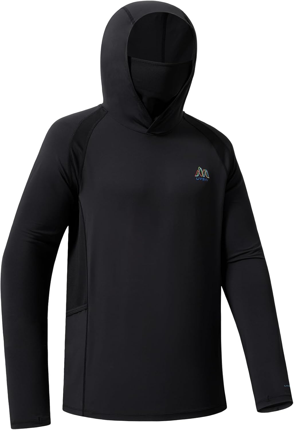 Men's UPF 50+ Hoodie Shirt with Mask Long Sleeve Permanent UV Sun Protection Neck Gaiter Performance T for Outdoor