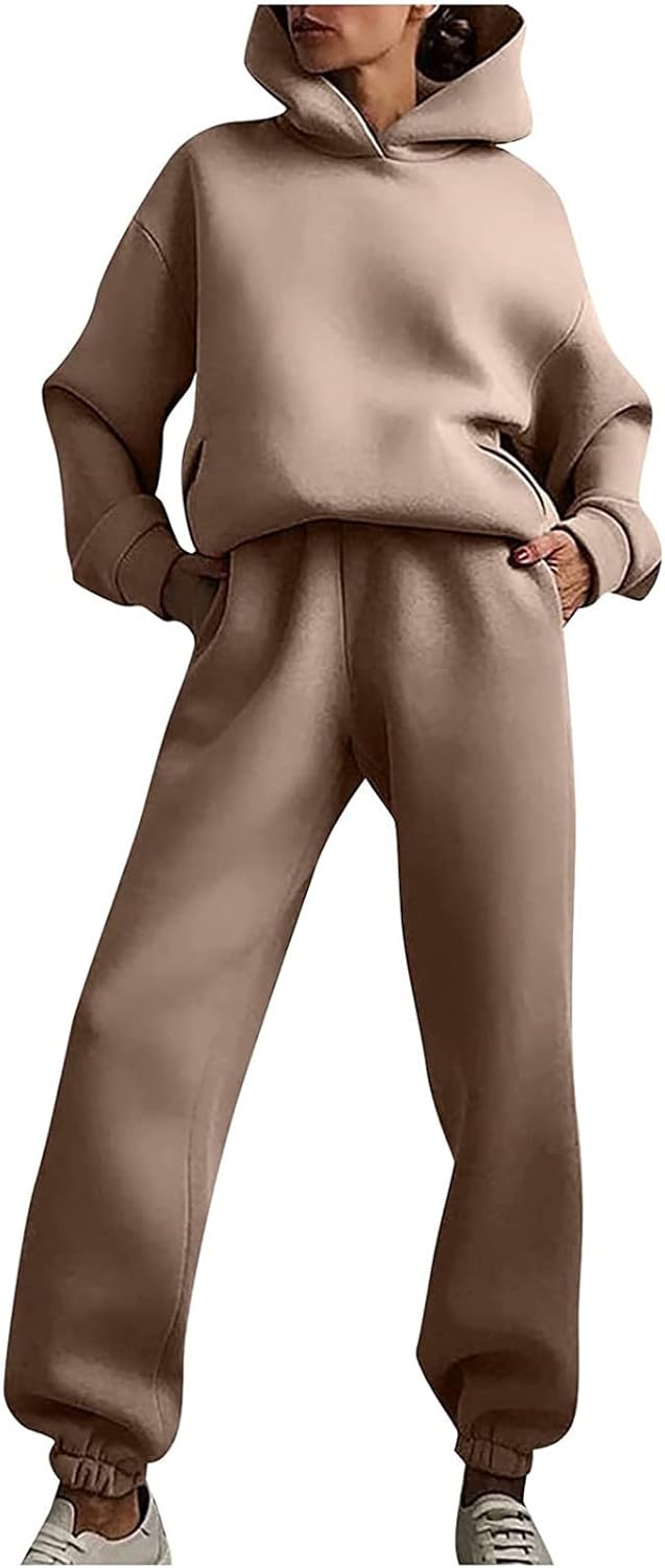 2 PC Sweatsuit Set Men Women Oversized Long Sleeve Hoodie Pullover Sweatshirt Sweatpants Tracksuit Jogger Sweatpants