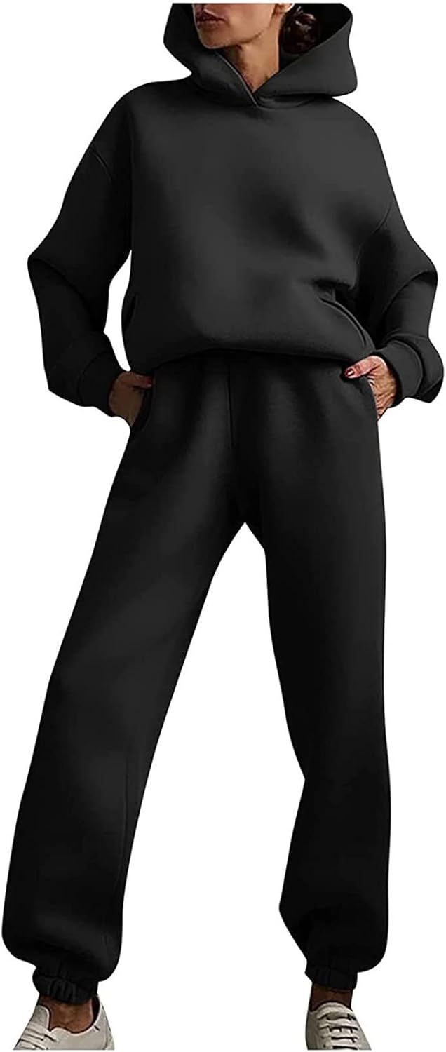 2 PC Sweatsuit Set Men Women Oversized Long Sleeve Hoodie Pullover Sweatshirt Sweatpants Tracksuit Jogger Sweatpants