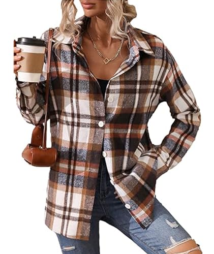 Flannel Shirts for Women Buffalo Plaid Shirts Oversized Long Sleeve