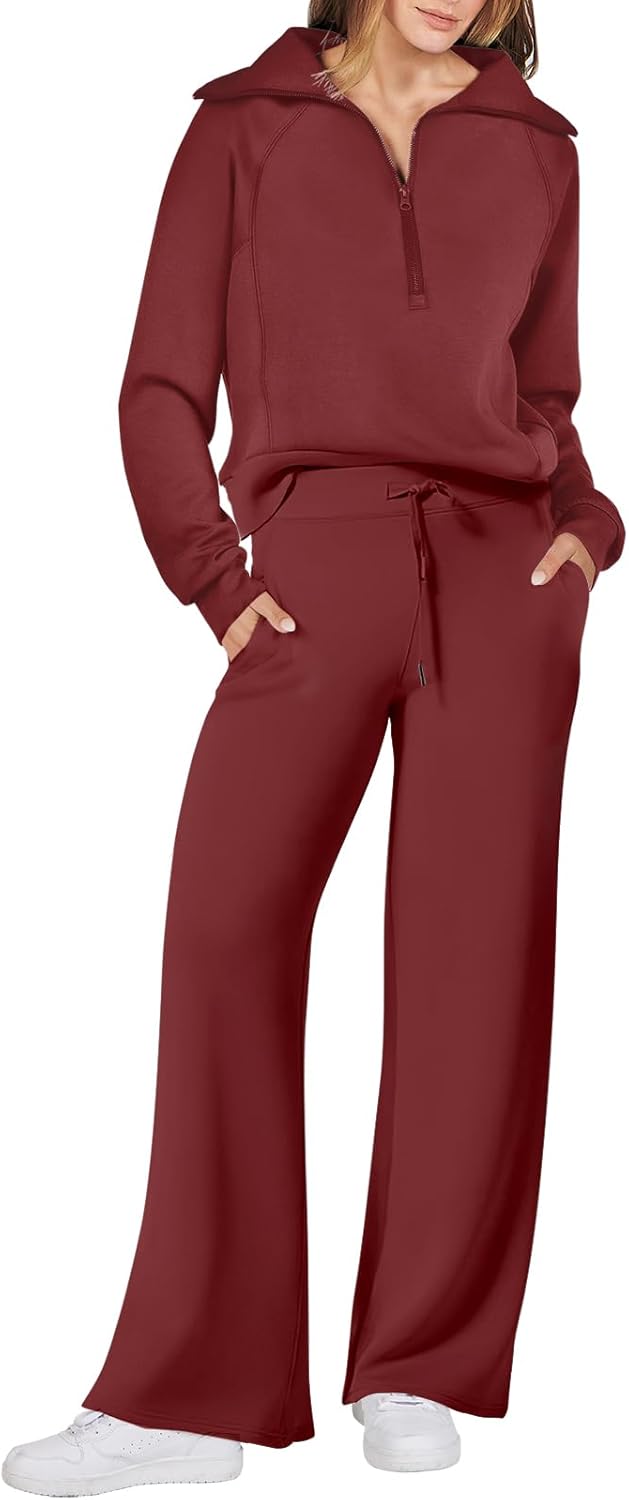 Women 2 Piece Outfits Sweatsuit Oversized Sweatshirt Sweatpants Tracksuit Sweat Lounge Matching Set 2024 Fall Trendy