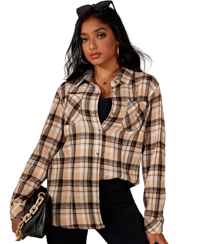 Flannel Shirts for Women Buffalo Plaid Shirts Oversized Long Sleeve