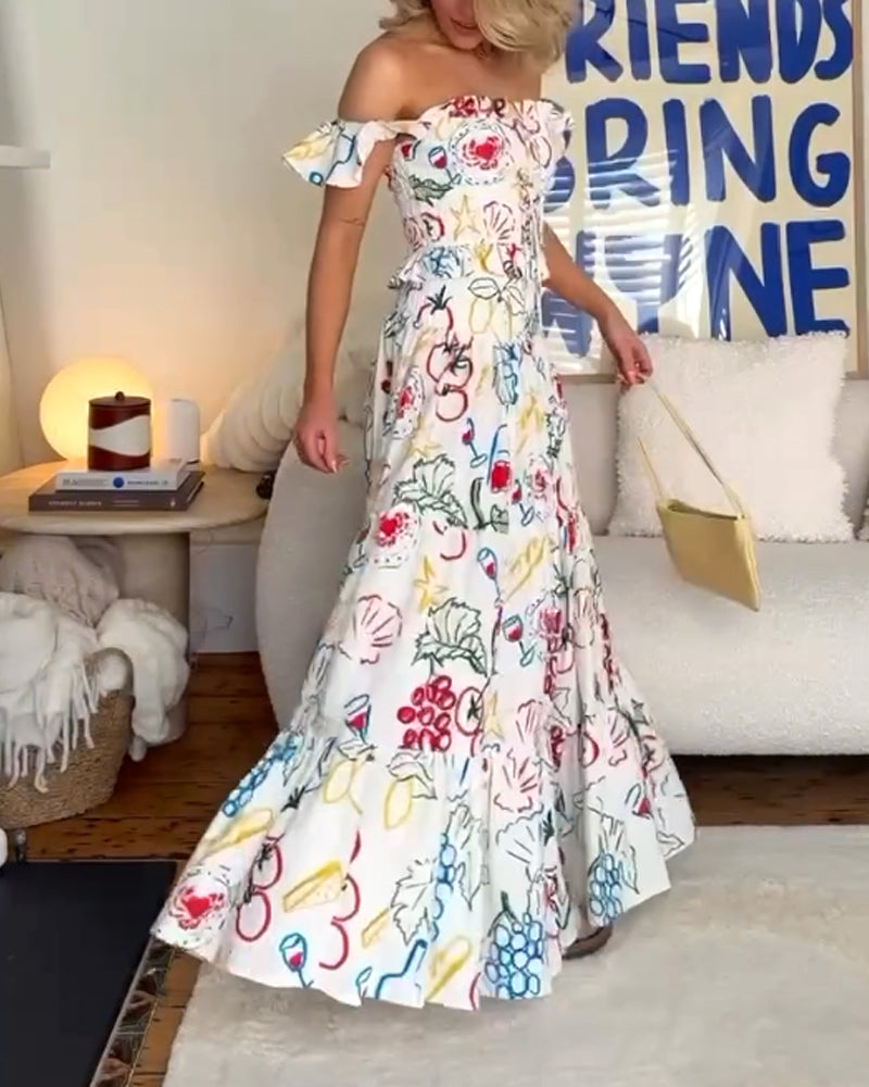 Cute Graffiti Top & Skirt Two-Piece Set