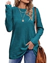 Fantaslook Long Sleeve Shirts for Women Crew Neck Casual Tunic Tops Lightweight Pullover