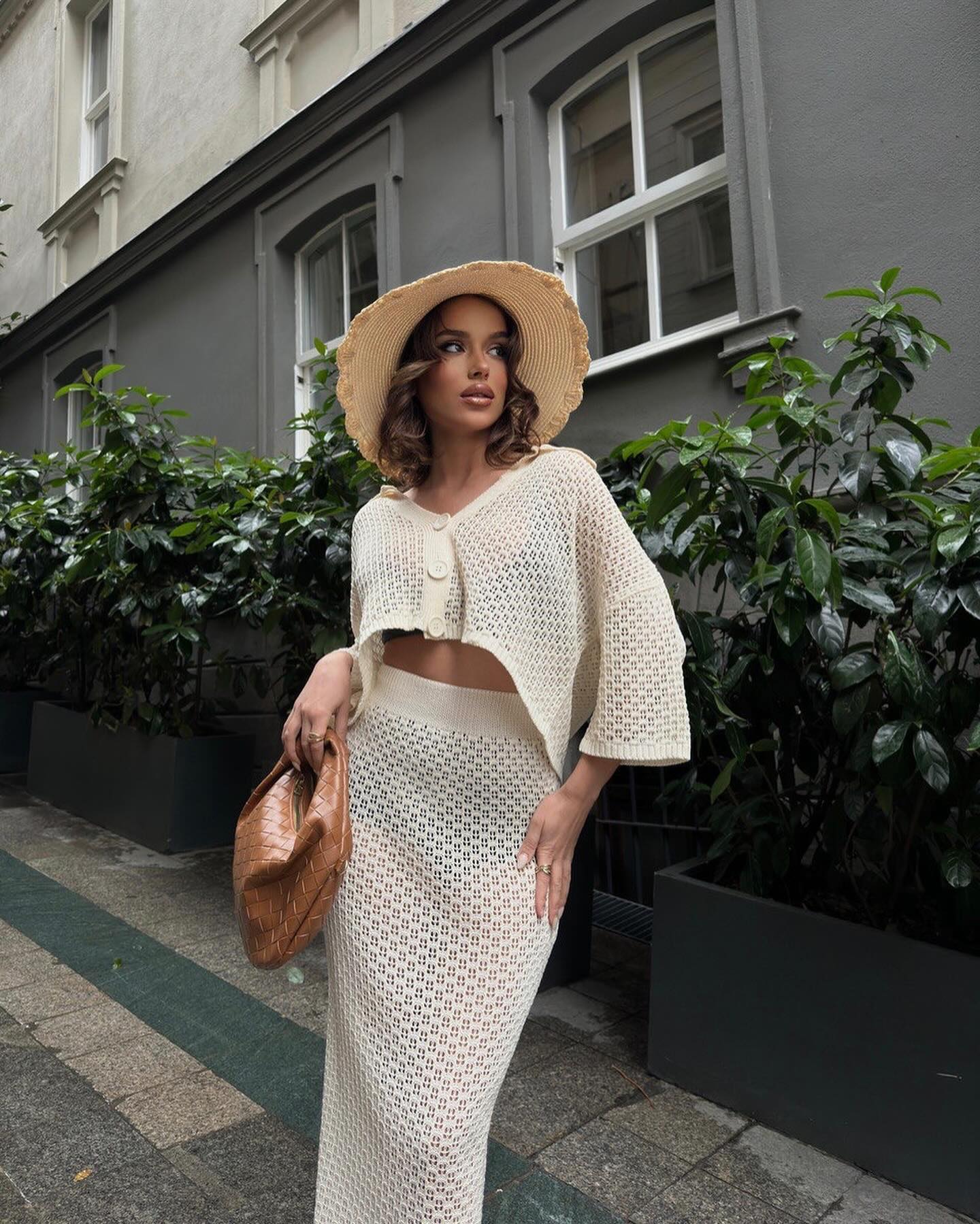 Women's perspective knitted dress two-piece set