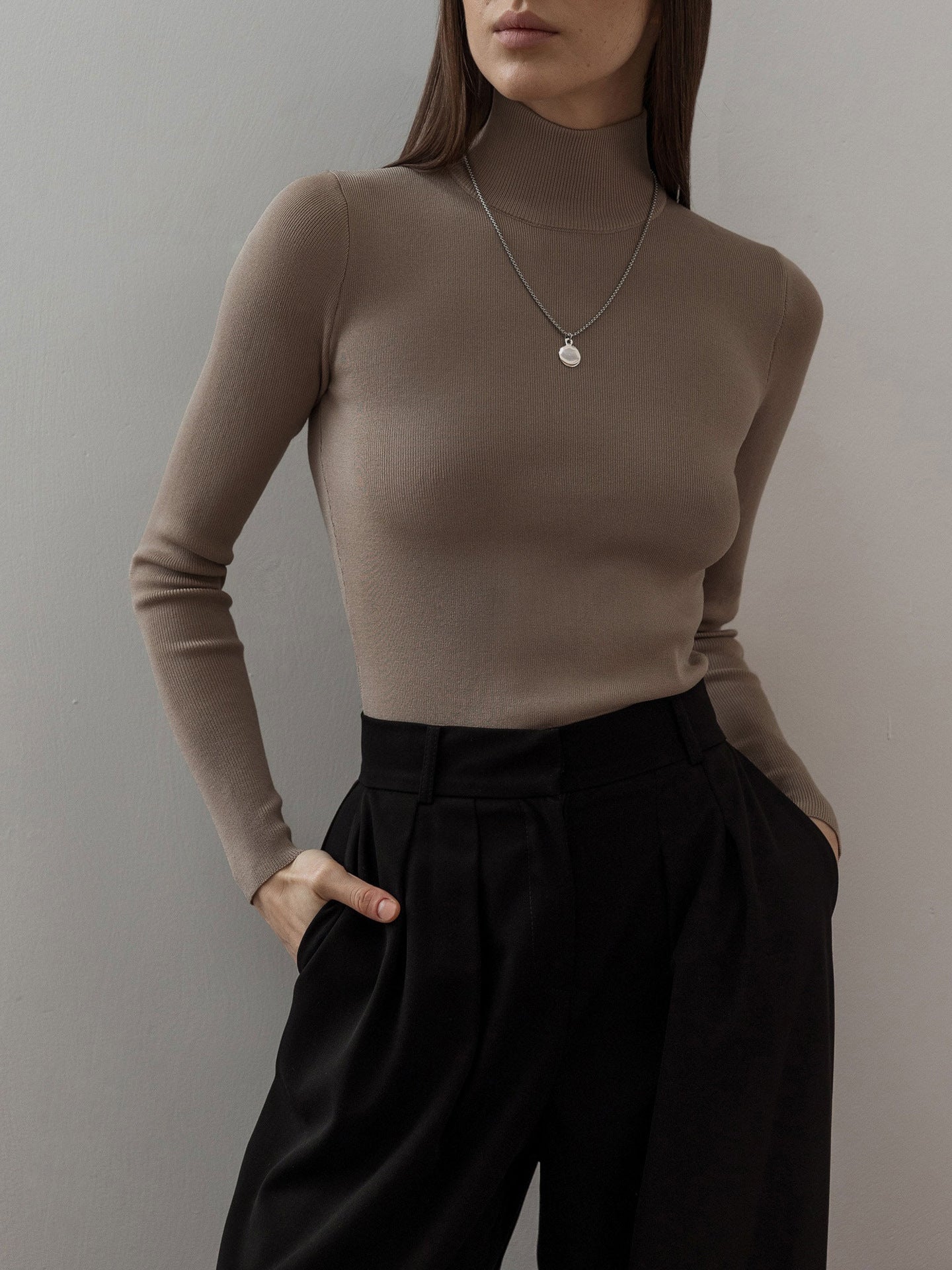 Half turtleneck bottoming shirt 2024 autumn and winter elegant slim fit warm long sleeve inner wear sweater