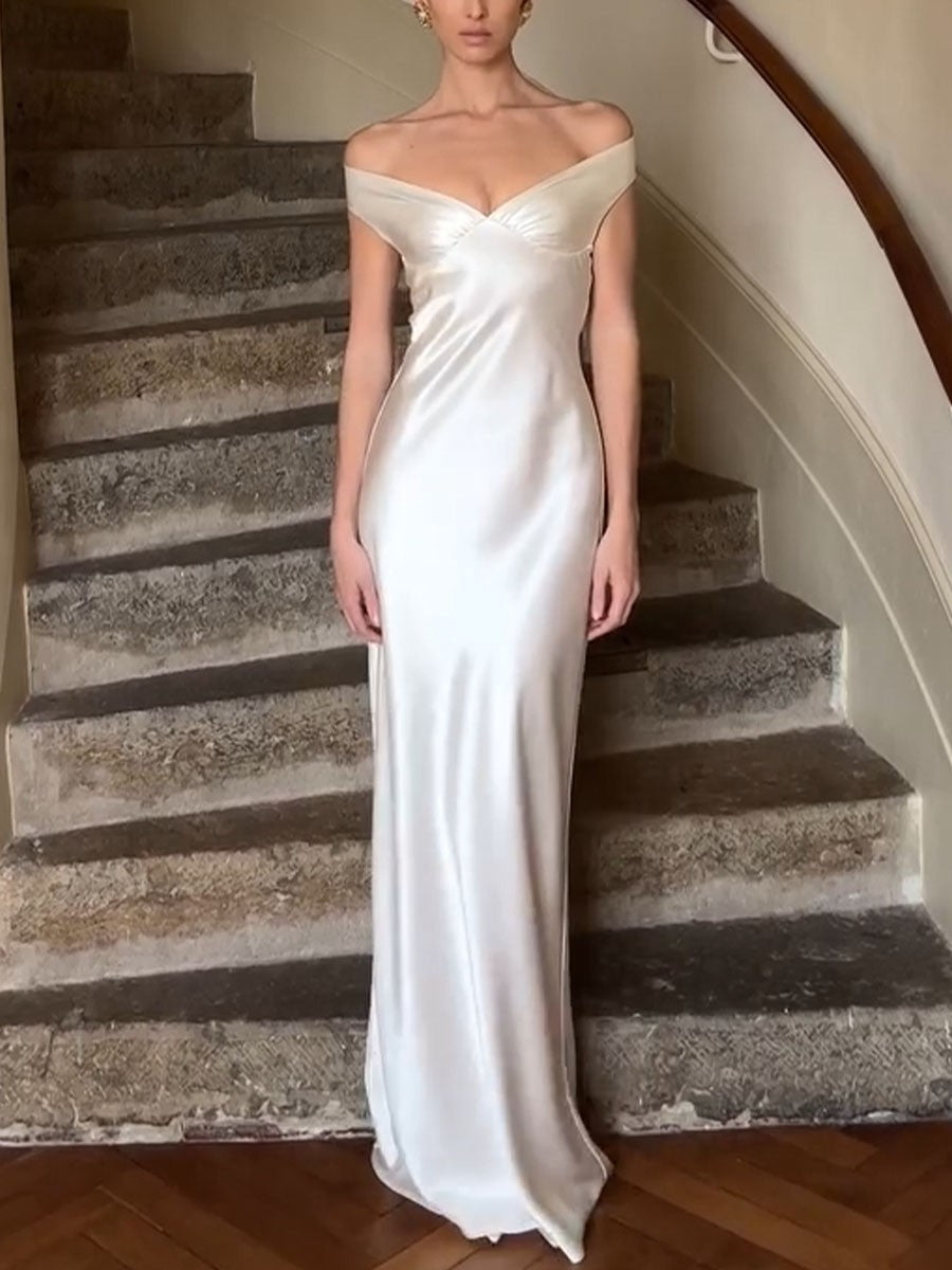 Elegant V-neck backless evening dress