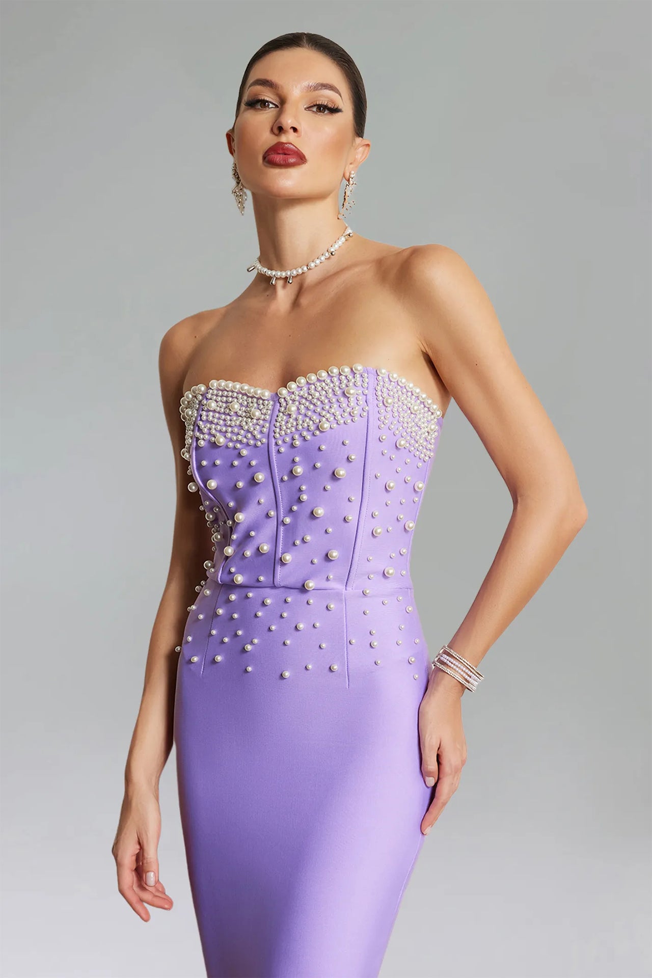 Emily Strapless Pearl Dress