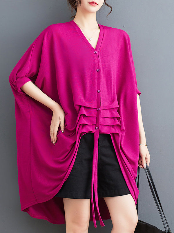 Niche Design Solid Color Mid-sleeve Outerwear