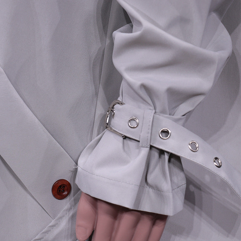 Niche Personality Solid Color Lapel Long Coat