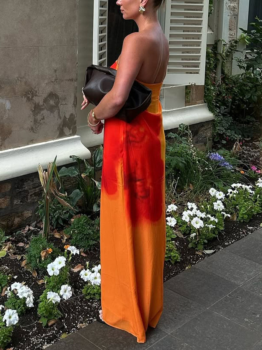 Sunset flower print dress