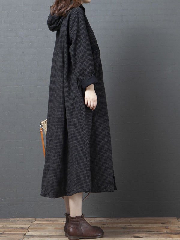 Loose Splicing Hooded Cotton Coat