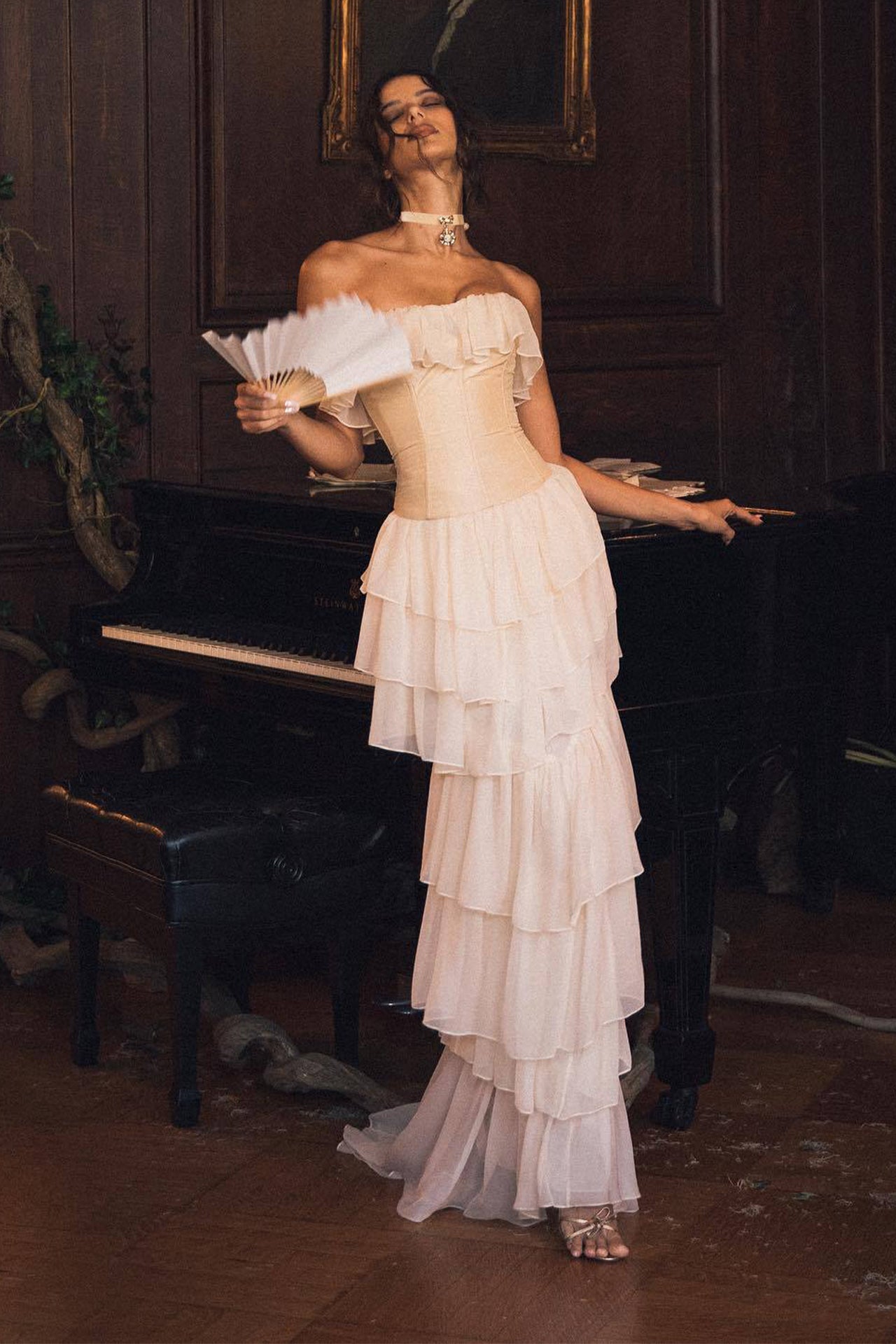 Rosalind Apricot Tiered Maxi Skirt Set