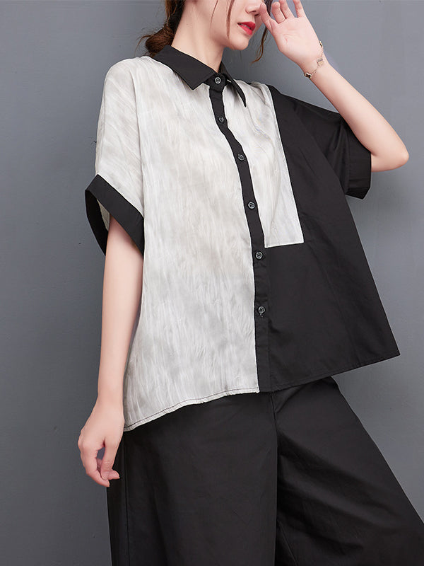 Casual Splicing Short Sleeve Shirt