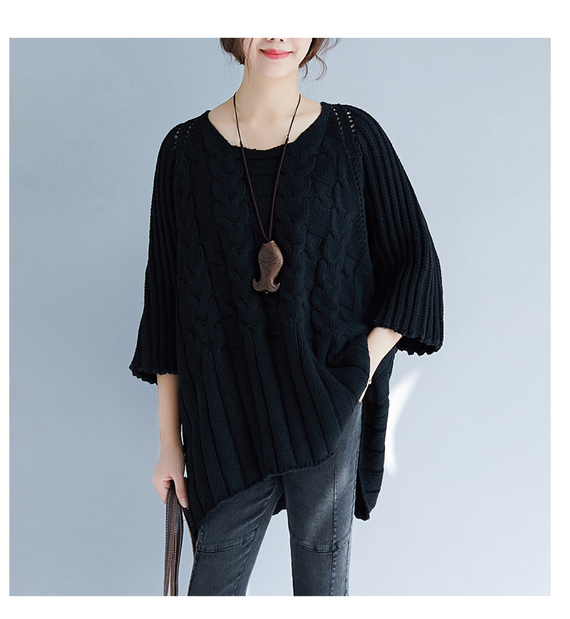 Loose Knit Bat Sleeve Sweater