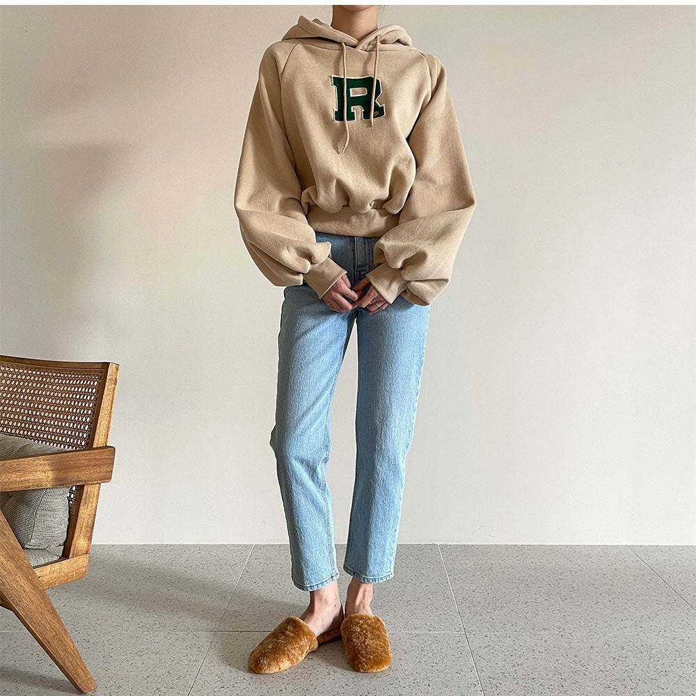 Versatile Embroidered Hooded Long Sleeve Sweatshirt