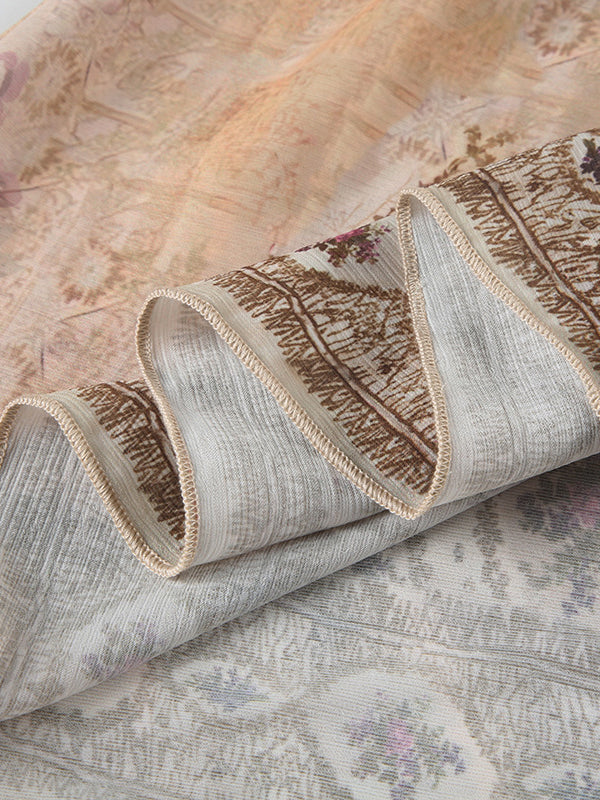 Loose Sleeveless Buttoned Contrast Color Flower Print Tied Spaghetti-Neck Vest Top