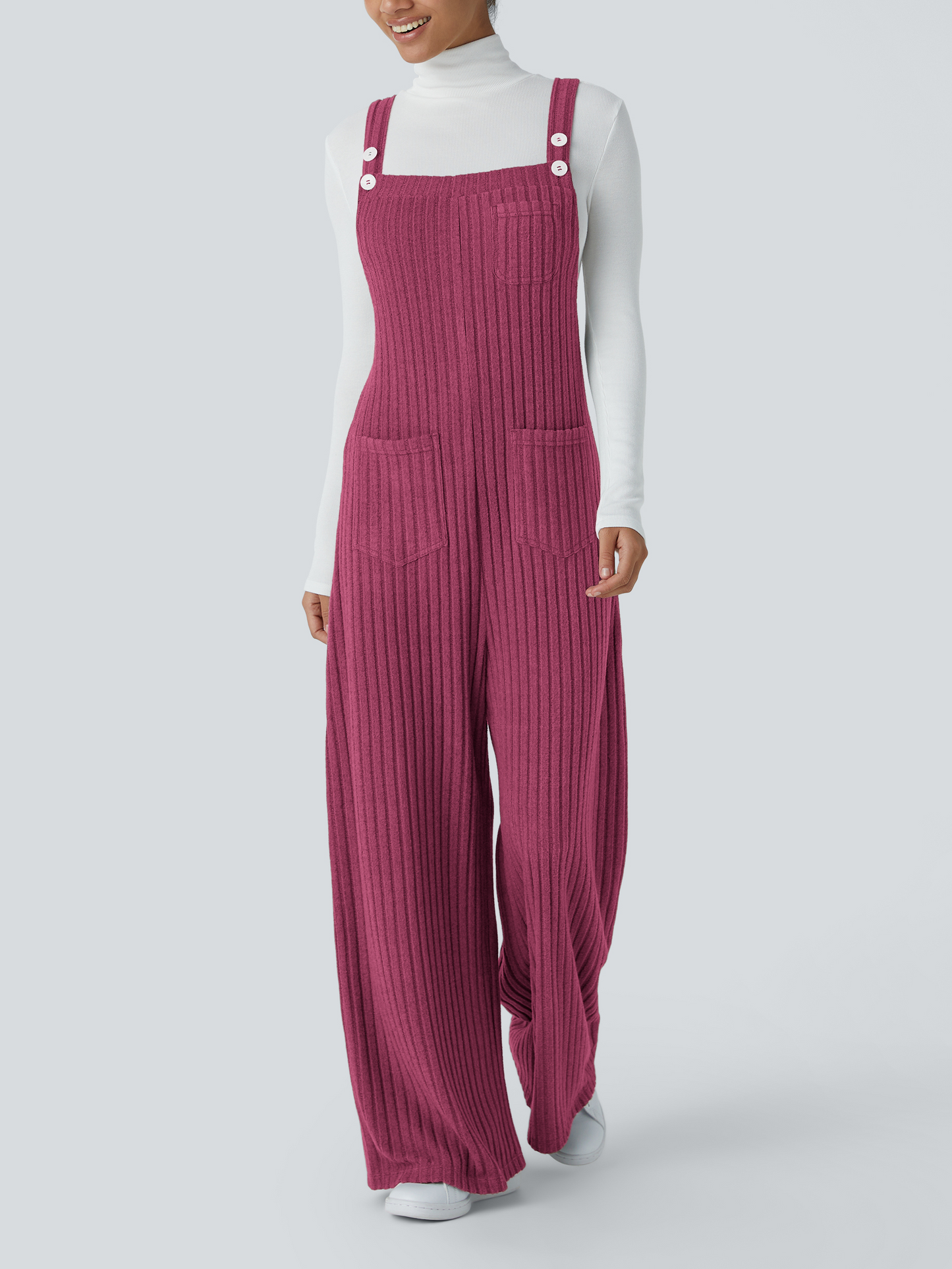 ✨Rib Knit Adjustable Straps Buttoned Multi-Pocket Overalls(Buy 2 Free Shipping)