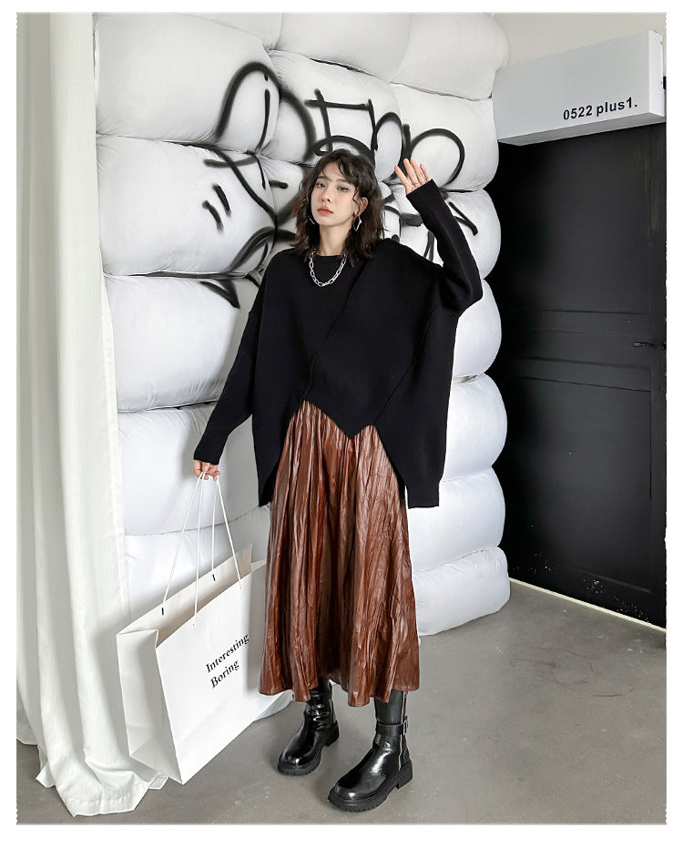 Irregular Knit Long Sleeve Sweater