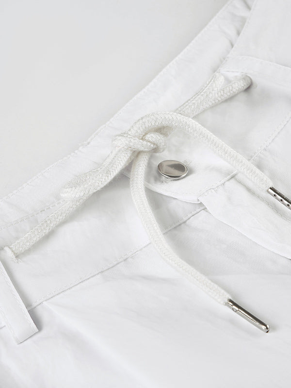 Loose Wide Leg Drawstring Pockets Solid Color Pants Trousers