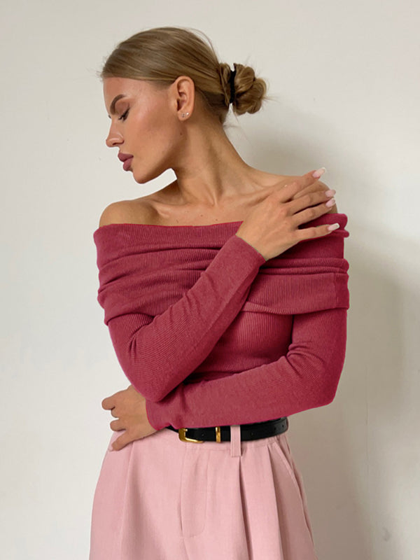 Simple Wool Knit Long Sleeve Blouse