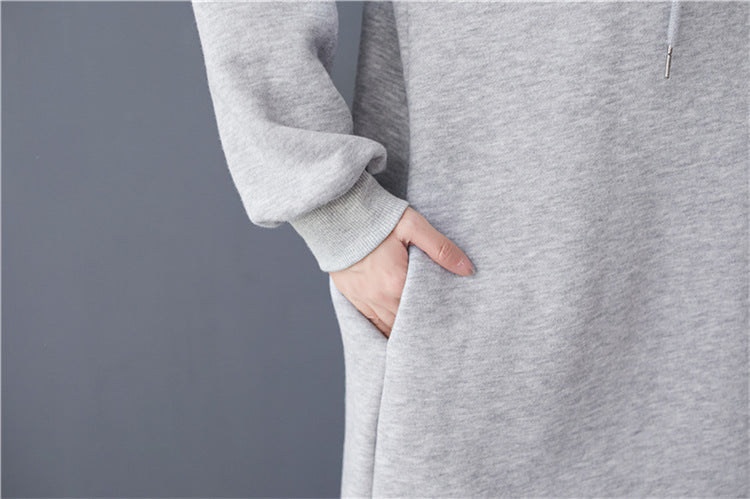 Casual Thickened Hooded Sweatshirt Dress