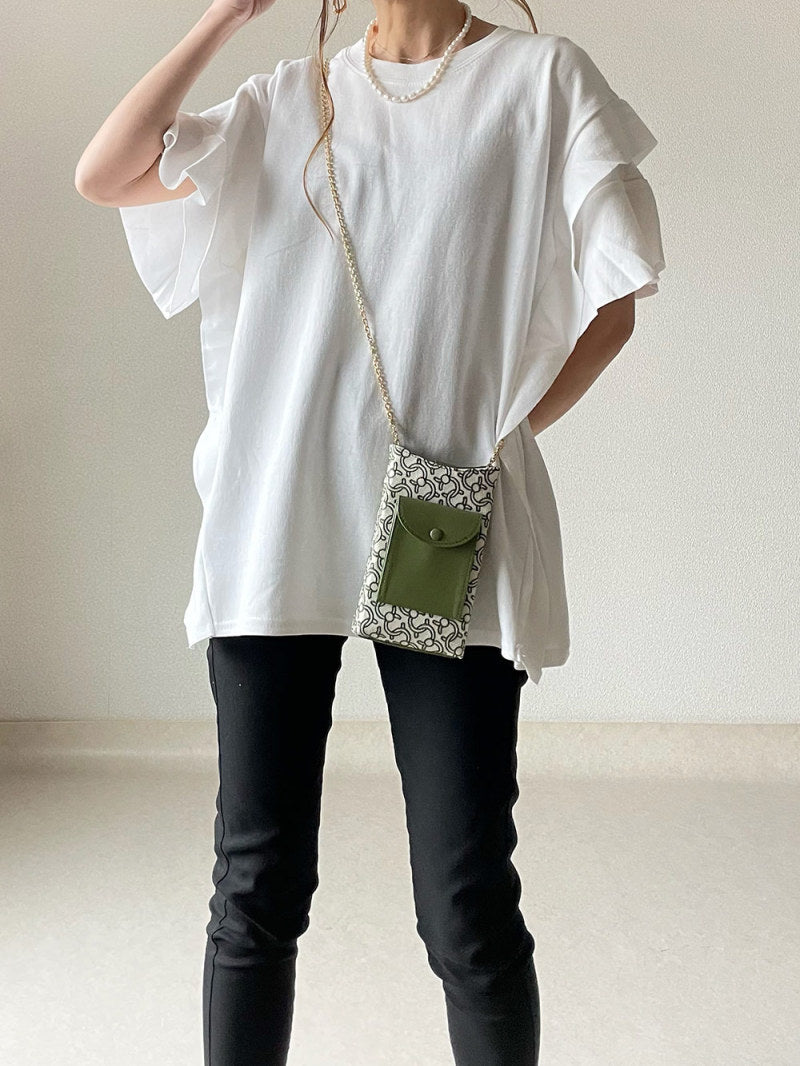 Simple Solid Color Wave Sleeve T-shirt