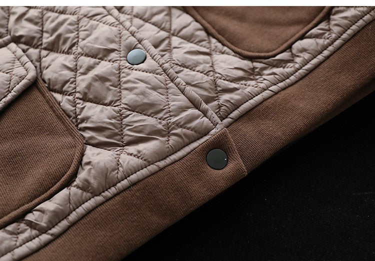 Literary Warm Splicing Round Neck Cotton Jacket