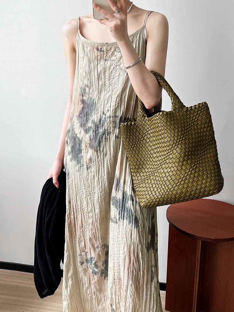 Classic Ink Painting Dye Sleeveless Midi Dress