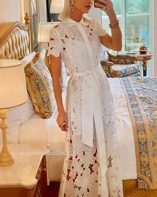 Lace Cardigan Button Dress