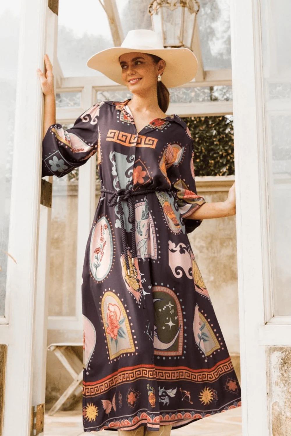 Women's short sleeved maxi boho dress