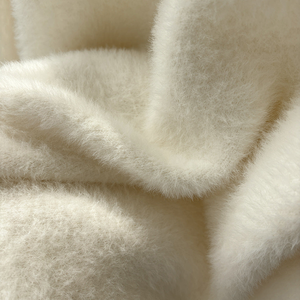 Simple Solid Color Velvet Long Sleeve Sweater