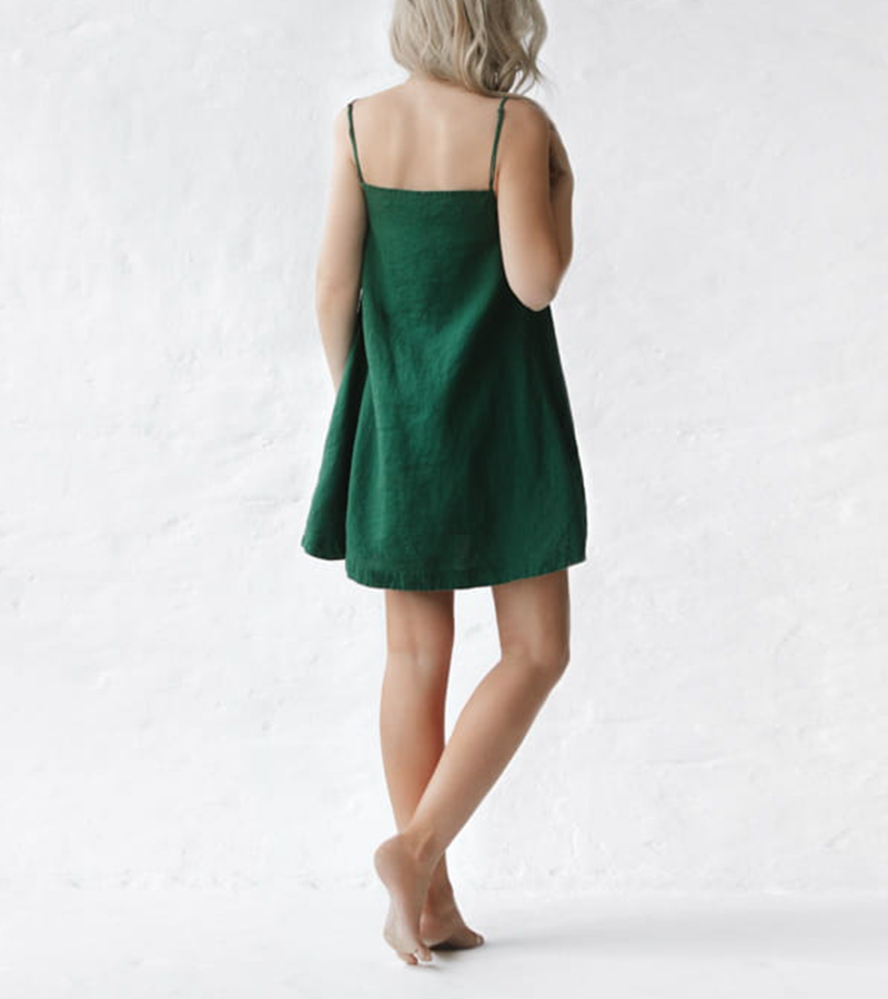 Classic A-Line  Mini Linen Slip Dress
