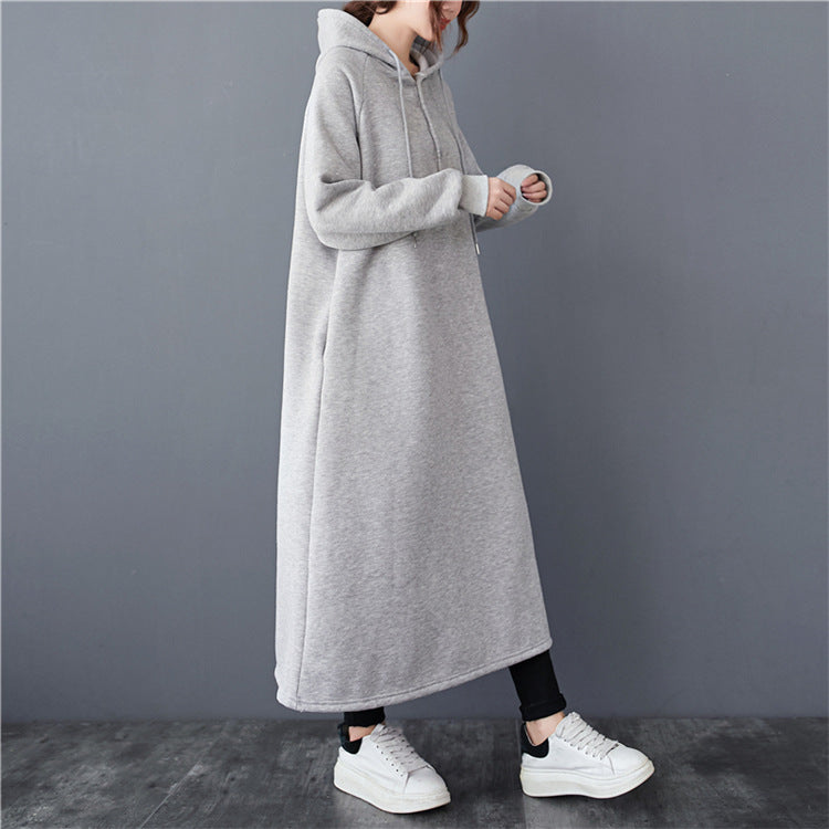 Casual Thickened Hooded Sweatshirt Dress